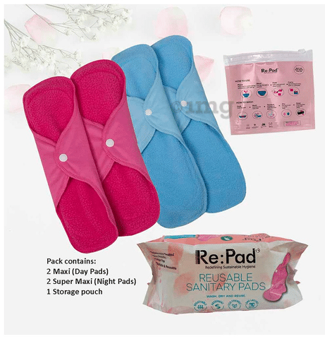 Re:pad Reusable Sanitary Pad,Pack of 4 Maxi Pads Sanitary Pad, Buy Women  Hygiene products online in India