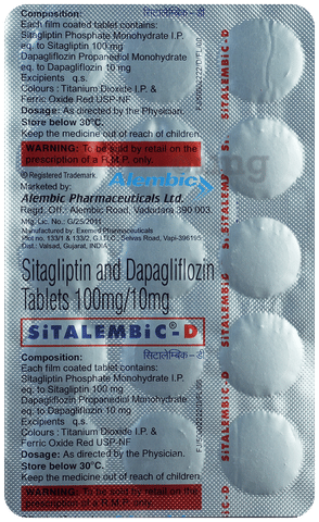 Sitalembic D 10mg/100mg Tablet image Sitalembic D 10mg/100mg Tablet image