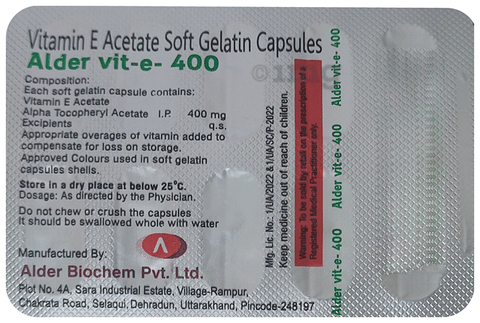 Alder Vit-e 400 Soft Gelatin Capsule image