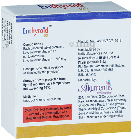 Euthyroid 100 Tablet image