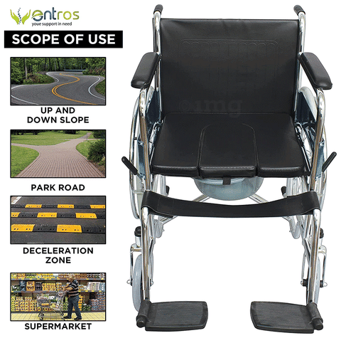 Entros KL609U Lightweight Wheelchair with Commode Seat Cushion