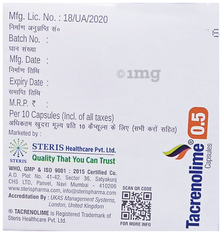 Tacrenolime 0.5 Capsule