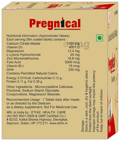 Dr. Ethix Pregnical Tablet (15 Each) image Dr. Ethix Pregnical Tablet (15 Each) image