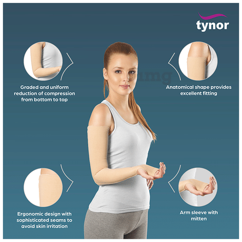 Tynor I 75 Compression Garment Arm Sleeve with Mitten Medium