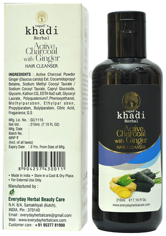 Vagad's Khadi Herbal Hair Cleanser Active Charcoal with Ginger: Buy bottle  of 210 ml Cleanser at best price in India | 1mg
