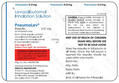 Pneumalev 0.31mg Respules (2.5ml Each) image