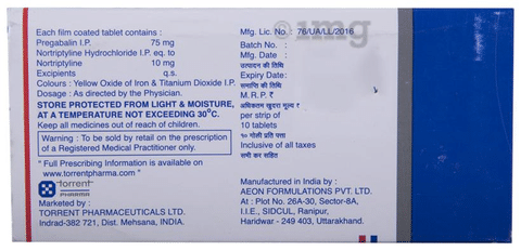 Pregalin NT 75mg/10mg Tablet