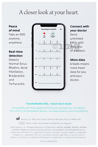 AliveCor Kardia Mobile 6L & 1L ECG DEVICE, AC-019-NUA-AA, Number Of  Channels: 6 Channels at best price in New Delhi