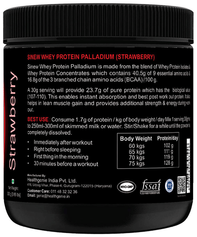 Sinew Nutrition Palladium 100% Whey Protein with Digestive Enzymes  Strawberry: Buy jar of  lb Powder at best price in India | 1mg