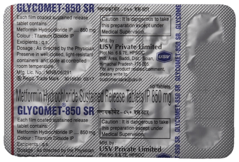 Glycomet 850 SR Tablet image Glycomet 850 SR Tablet image