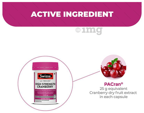 Swisse Ultiboost High Strength Cranberry 25000mg Capsule, Supports Bladder  & Kidney Health: Buy bottle of 30 capsules at best price in India | 1mg