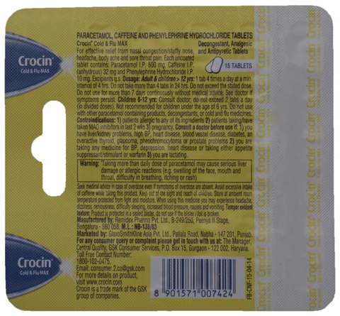 Crocin Cold & Flu Max Tablet image