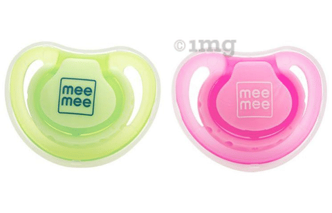 Mee Mee Baby Pacifier with Soft Nipple Red and Blue Pink and Green
