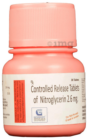 Genericart Nitroglycerin 2.6mg Tablet CR image Genericart Nitroglycerin 2.6mg Tablet CR image