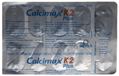 Calcimax K2 Plus Tablet: Buy strip of 10.0 tablets at best price in India