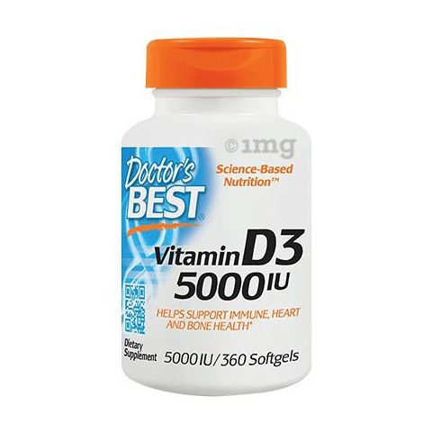 Doctor's Best Vitamin D3 5000IU Softgels For Immunity, Heart