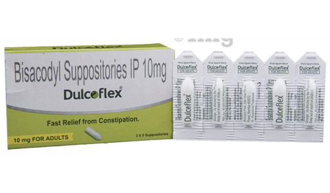 Dulcoflex Bisacodyl Suppositories IP 10mg for Adults | Provides Fast Relief from Constipation image Dulcoflex Bisacodyl Suppositories IP 10mg for Adults | Provides Fast Relief from Constipation image