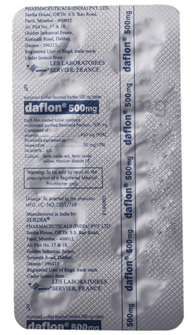 Daflon 500 mg Tablet: View Uses, Side Effects, Price and Substitutes