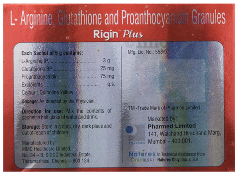 l arginine glutathione and proanthocyanidin granules Buy Argluta Orange Flavour 5gm Sachet Rigin Plus Lemon Flavour Sugar