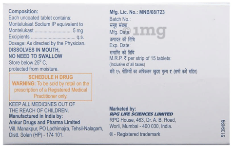 Romilast 5mg Tablet MD image Romilast 5mg Tablet MD image