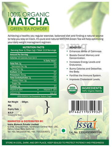 Vokin Biotech Premium Matcha Slim Green Tea Powder for Weight Loss