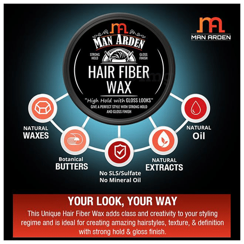 Man Arden Hair Fiber Wax High Hold with Gloss Looks: Buy jar of 50 gm Wax  at best price in India | 1mg