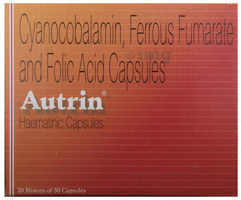 Autrin Hematinic Capsule with Cyanocobalamin, Iron & Folic Acid image