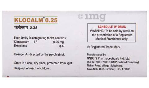 Klocalm 0.25 Tablet DT image Klocalm 0.25 Tablet DT image