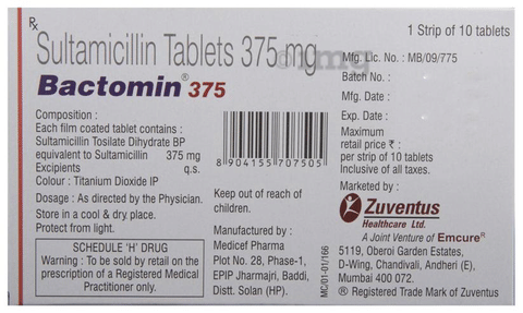 Bactomin 375 Tablet image