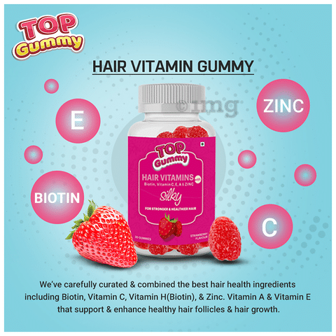 Be Bodywise Biotin Hair Gummies  For Stronger Shinier Hair  Nails  120  Day Pack  Enriched With High Potency Biotin Zinc Folic Acid   Multivitamins  Strawberry Flavored  No
