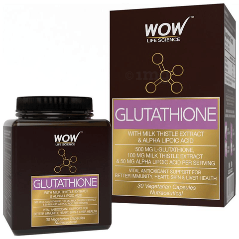 WOW Life Science Glutathione 500mg | Veg Capsules with Milk Thistle Extract  & ALA for Immunity, Heart, Skin & Antioxidant Support: Buy bottle of 30.0  vegicaps at best price in India