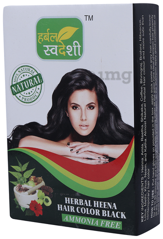 Herbal Swadeshi Herbal Heena Hair Color Ammonia Free Black: Buy box of 50  gm Powder at best price in India | 1mg