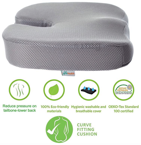 Grin Health Coccyx Seat Cushion with Memory Foam for Sciatica
