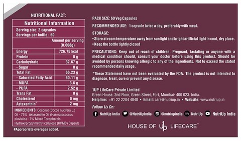 Nutriup Asta Plus 2mg Veg Capsules image