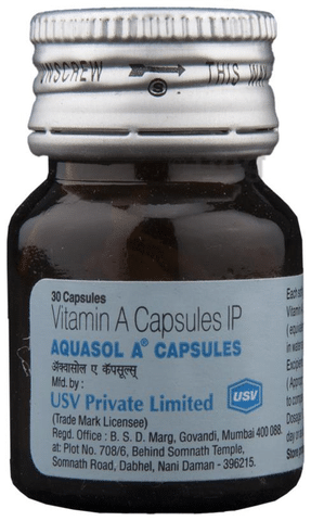 Aquasol A Capsule: View Uses, Side Effects, Price and Substitutes | 1mg