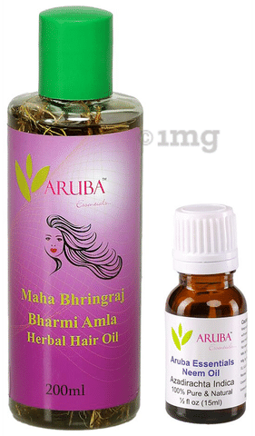 Aruba Essentials Combo Pack of Bharmi Amla 200ml & Neem Herbal Hair Oil  10ml: Buy combo pack of 2 bottles at best price in India | 1mg