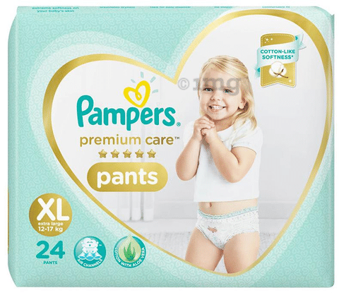 Pampers Premium Care Pants with Aloe Vera  CottonLike Softness  Size XL  Buy packet of 24 diapers at best price in India  1mg