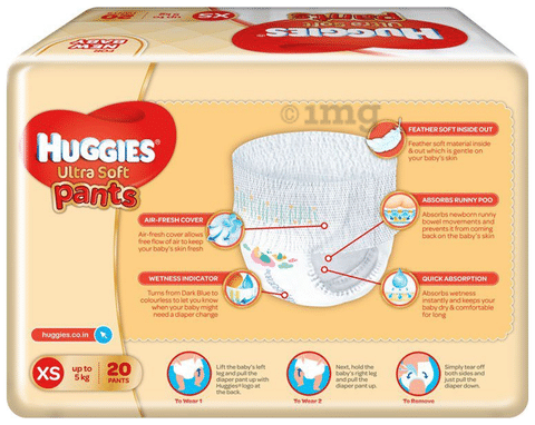 Buy Huggies Wonder Diaper Pants  XS Up to 5 kg For New Baby Helps  Prevents Rashes Upto 12 Hours Absorption Online at Best Price of Rs 99   bigbasket