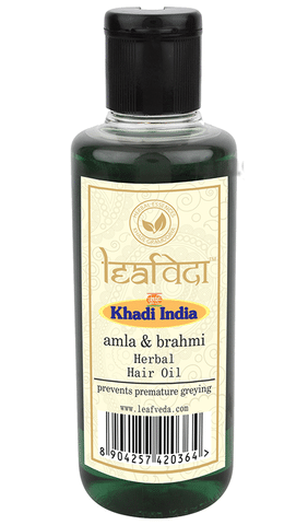 Khadi Leafveda Amla & Brahmi Herbal Hair Oil: Buy bottle of 210 ml Oil at  best price in India | 1mg