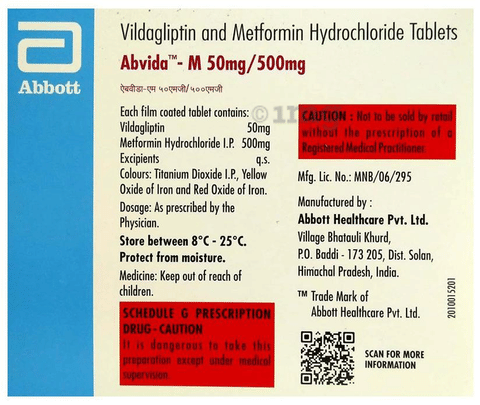 Abvida-M 50mg/500mg Eazy Glide Tablet image