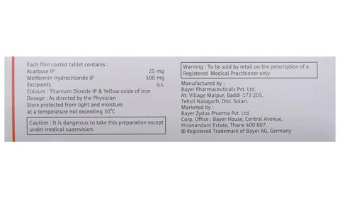 Glucobay M 25 Tablet image Glucobay M 25 Tablet image