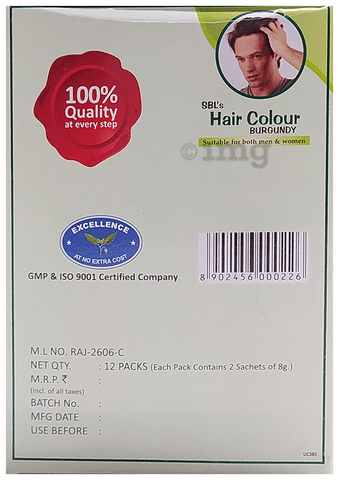 SBL Hair Colour 12 Sachets Burgundy: Buy box of 192 gm Powder at best price  in India | 1mg