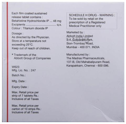 Vertin OD 48mg Tablet SR image