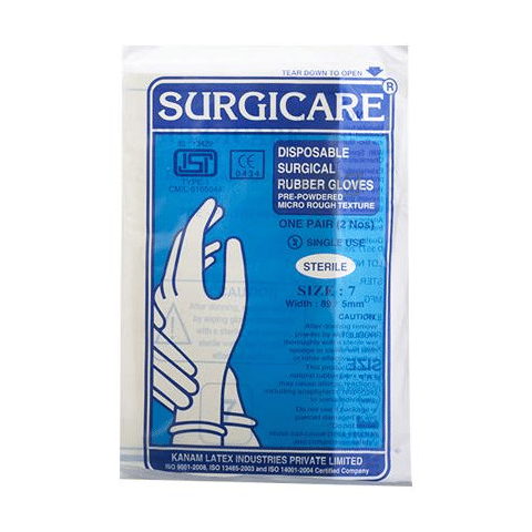 Surgicare Disposable Rubber Gloves 7: Buy packet of Gloves at