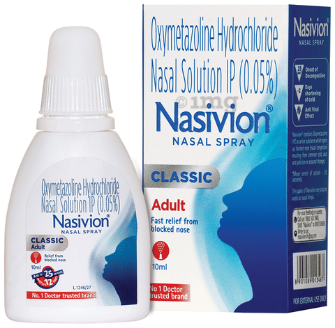 Nasivion Adult Nasal Spray | Unblocks nose fast (Acts in 25 sec) and provides upto 12hr relief image Nasivion Adult Nasal Spray | Unblocks nose fast (Acts in 25 sec) and provides upto 12hr relief image