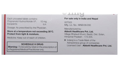 Inderal 10 Tablet image Inderal 10 Tablet image