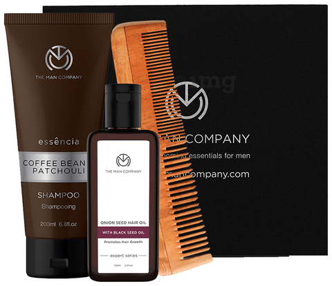 The Man Company Premium Grooming Essentials for Men (Neem Comb, Onion Seed  Hair Oil 100ml & Shampoo 200ml)): Buy box of 1 Kit at best price in India |  1mg