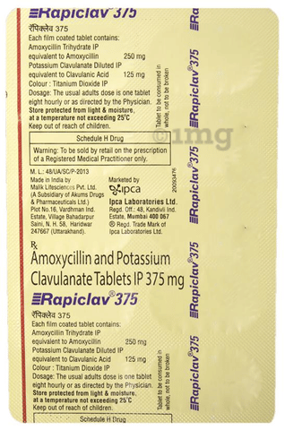 Rapiclav 375 Tablet image