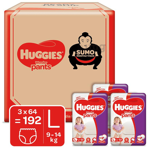 Huggies Wonder Pants Large Size Diapers Monthly Pack 128 Count in Hyderabad  at best price by Just For You - Justdial