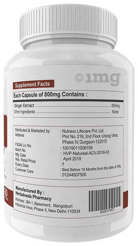 Natureal Ginger Capsule 800mg: Buy bottle of 60 capsules at ...